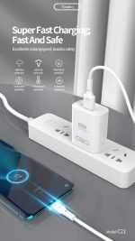 شارژر دیواری تونک 18وات مدل C21  فست شارژ با کابل Type-C - Image 4