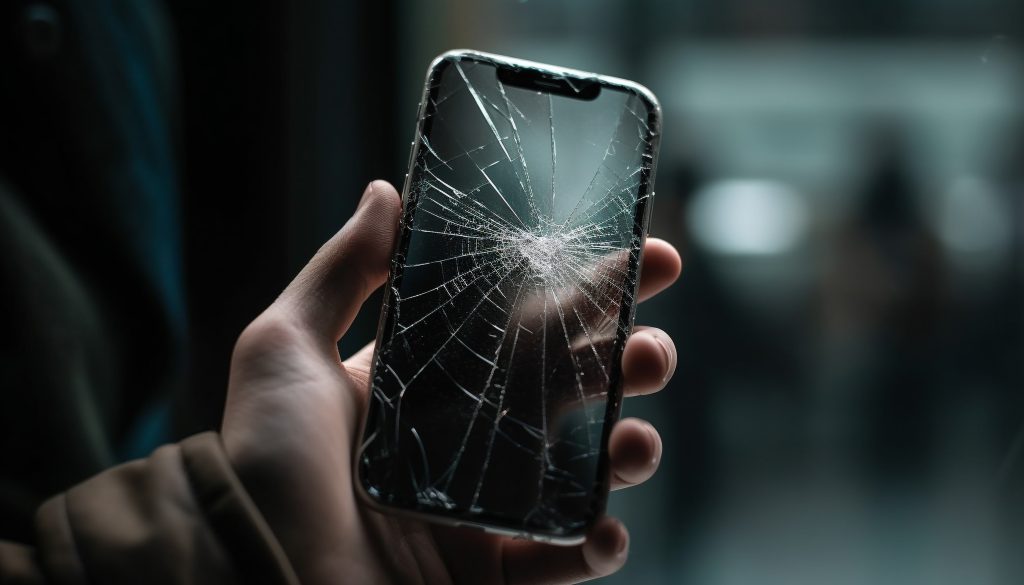 vecteezy broken smart phone in hand shattered glass communication 24745677